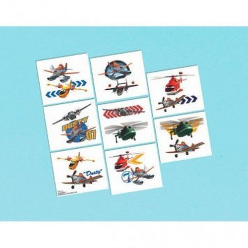 Disney© Planes 2 Birthday Party Temporary Tattoos Favour, Pack Of 16, Multi , 2" X 1 3/4", Paper