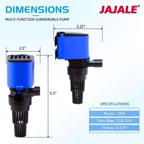 JAJALE Water Pump 210 GPH Submersible Internal Aquarium Powerhead Water Pump Ultra Quiet for Aquarium,Fish Tank