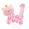Cat Birthday Decorations, Cat Balloons, Pink 1 Balloon Number 40 inch, Cat Themed Birthday Party Decorations, One Balloons for 1st Birthday Decorations Girl