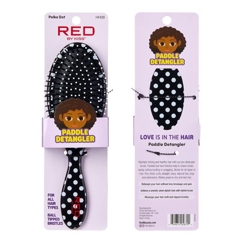 Red by Kiss Detangling Hair Brush Glides Through Tangles With Ease For All Hair Types Kids Friendly Size Hair Detangler Wet or Dry Hair (Polka Dot)