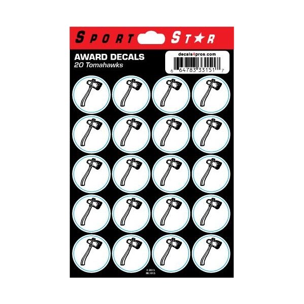 SportStar Football Helmet Award Decals - Tomahawk (20 Stickers)