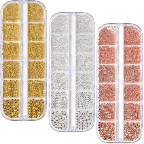 Nail Art Beads Gold Silver Rose Gold Mini Caviar Beads 3D Nail Art Metal Ball Nail Art With Nail Micro Beads Nail Art DIY Craft Decorative Accessories Set