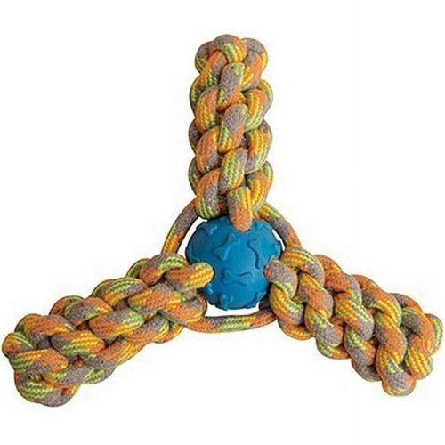 SnugArooz Mini Fling N' Fun Dog Toy – Red - 4 Inch Strong Rubber & Rope Chew Toy for Aggressive Chewers - Perfect for Small Dogs - Aid Dental Health