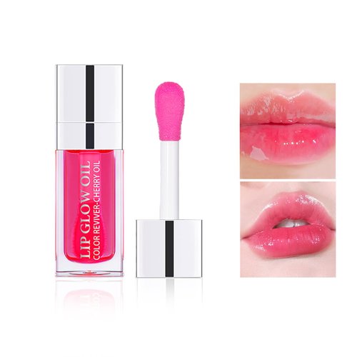 CAHIUYOA Lip Oil Hydrating Tinted Lip Oil Lip Gloss,Lip Glow Oil Lip Tint,Non-sticky Big Brush Head,Nourishing Repairing Plumping Lip Oil Lip Gloss - Cherry