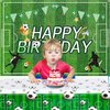 Irenare 2 Pcs Soccer Birthday Party Decorations 5 x 3 ft Happy Birthday Soccer Banner Backdrop 108 x 54 in Soccer Table Cloth Plastic Soccer Theme Table Cover for Soccer Birthday Party Supplies