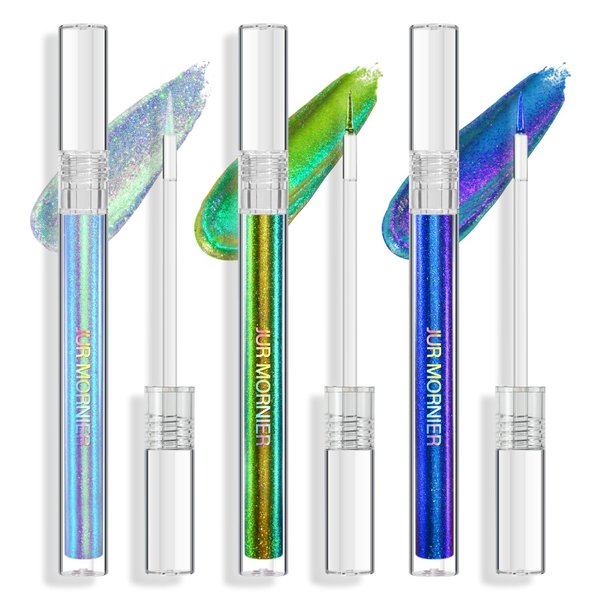 JUR MORNIER Multichrome Liquid Eyeshadow Set,3 Colors Multi-Dimensional Eye Liner Makeup,High Pigment Waterproof Metallic Eyeshadow,Ultre Fine Tip Glitter Eyeshadow (104+105+106)