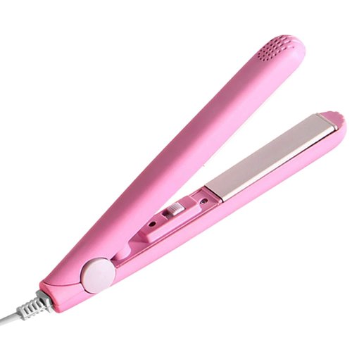 Hair Straightener and Curler 2 in 1 Ceramic Ion Flat Iron for Short Hair, Bangs Hair Styling (Pink)