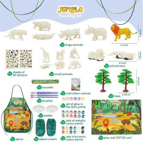 BONNYCO Animal Toys for Kids Painting Kit with 16 Animal Figurines Kids Crafts with Glow in The Dark, Toys & Gifts for Boys | Kids Toys 3 4 5 6 7 8 9 10 Years Old Gifts for Kids Birthday Christmas