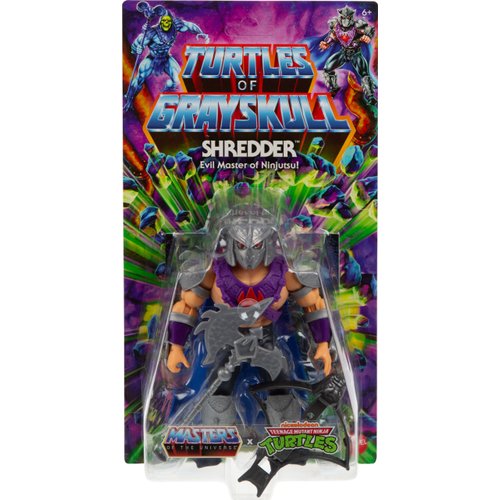 Masters of the Universe Mattel Origins Turtles of Grayskull Action Figure & Accessories, Shredder Collectible Toy with 16 Joints, TMNT & Motu Crossover