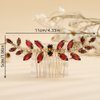 Teyglen Crystal Bride Wedding Hair Comb Bridal Green Rhinestone Side Comb Dainty Black Blue Red Hair Pieces Bridal Headpieces Hair Accessories for Women Bride Girls(Gold-Green)