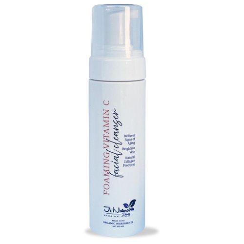J's Natural Beauty Foaming Vitamin C Facial Cleanser with Organic Ingredients/Grapefruit, Orange and Lemon Scent and Essentials/Rosehip and Aloe Vera/