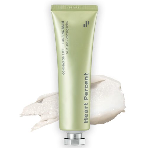 Heart Percent Commas On Life Clarifying Cleansing Balm, Sherbet-Oil-Milk Transforming Makeup Remover Vegan Daily Face Wash Cleanser for All Skin Types, 80ml (2.7oz)