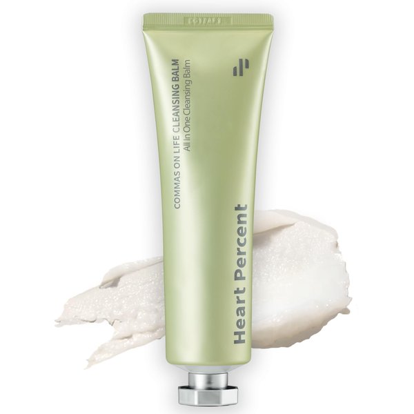 Heart Percent Commas On Life Clarifying Cleansing Balm, Sherbet-Oil-Milk Transforming Makeup Remover Vegan Daily Face Wash Cleanser for All Skin Types, 80ml (2.7oz)