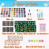 TEUVO Kids Glitter Tattoo Kit with 50 Colors Glitter Powder, 132 Stencils, 10 Luminous Sticker, 6 Glow-in-the-Dark Powder, Body Face Glitter Makeup Temporary Tattoos for Halloween Christmas Birthday