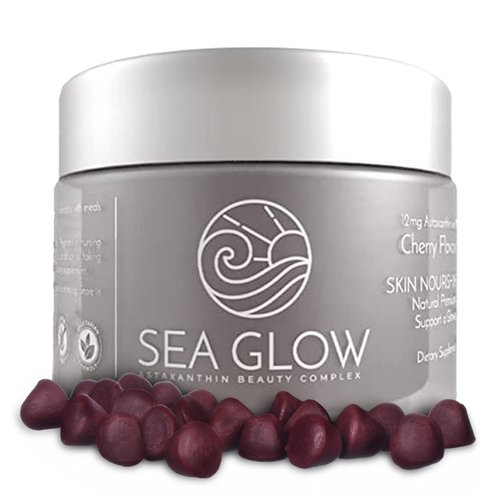 Sea Glow Astaxanthin Gummies with Vitamin C, Antioxidant-Rich Gummy Vitamins, Beauty and Skin Supplement, 12 mg Astaxanthin Vitamin Supplements, Dairy and Gluten-Free, 28 Counts