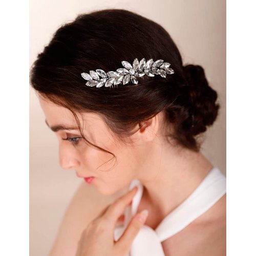 Chargances Crystal Bride Wedding Hair Comb AB Color Rhinestone Headpiece Fashion Handmade Hair Accessories for Bridal Wedding Prom Flower Girl (AB Color)