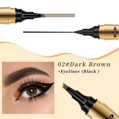 Eyebrow Pencil with 4 Micro-Fork Tip Natural Looking Brows Effortlessly and Stays on All Day Waterproof Black