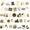 HOWAF 72pcs New Years Temporary Tattoos, 2025 NYE Party Favors Tattoos Stickers,New Year Face Tattoos for Happy New Year Eve Party Decorations,New Years Firework Temporary Tattoos, Black Gold Silver