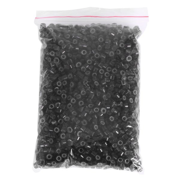 4MM Silicone Lined Hair Extension Link Rings Bead Grinding Tools, Copper Micro Link Tubes Rings Bead Lined(2000 pcs-black)
