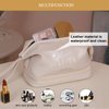 Abiudeng Makeup Bag, Double Layer, Portable Travel Leather Roomy Toiletry Cosmetic Bag for Women and Girls, White