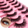 7 Pairs Cat-Eye Lashes Flu-ffy 15mm Fox Eye Lashes Curly Volume Eyelashes Faux Mink Lashes that Look Like Extensions Lashes Wispy False Eyelashes Natural Look(Z03)