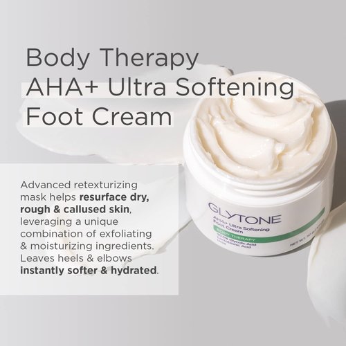 GLYTONE AHA+ Ultra Softening Foot Cream With 29.5 Glycolic Acid & Lactobionic Acid, At-Home Treatment, Exfoliate, Hydrate, Retexturize, Callused Skin, 1.7 oz.