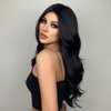 WTHCOS Long Black Wigs for Women Black Hair Wigs Long Wavy Curly Black Wigs Middle Part Black Wigs Natural Looking Synthetic Heat Resistant Wigs (Black)