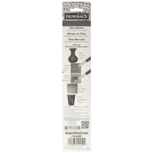 General Pencil 1240ABP China Marker Multi Purpose Grease Pencil, Black/White, 2-Pack