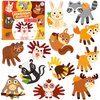 WATINC 12Pcs Woodland Animal Handprint Art Craft, Rabbit Hedgehog Owl Easy DIY Kit, Forest Animals Themed Arts Supplies Preschool Classroom Hand Print Christmas Activity Party Favors