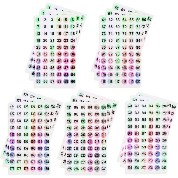 Number Stickers(Number 1-300), 900Pcs Self-Adhesive Sticker Numbers for Organizing Nail Polish,Nail Sample Swatches Sticks, Lipstick