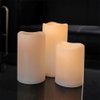 DRomance Outdoor Flameless Flickering Candles Waterproof and Heat Resistant, Warm Light Battery Operated LED Pillar Candles with Timer and Remote Set of 3(White, 3" D x 4" 5" 6" H)