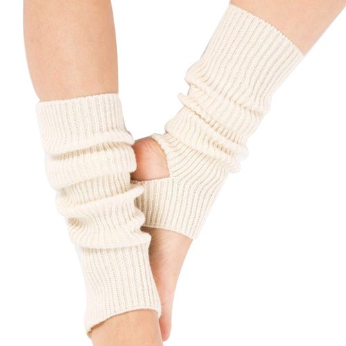 Guojanfon 1 Pair Fashion Yoga Socks for Women Girls Workout Socks Toeless Training Dance Leg Warmers (White)