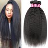 MeiYou 12A Kinky Straight Hair 3 Bundles Yaki Human Hair Weave Unprocessed Brazilian Virgin Remy Sew in Hair Extensions Natural Black (10 12 14)