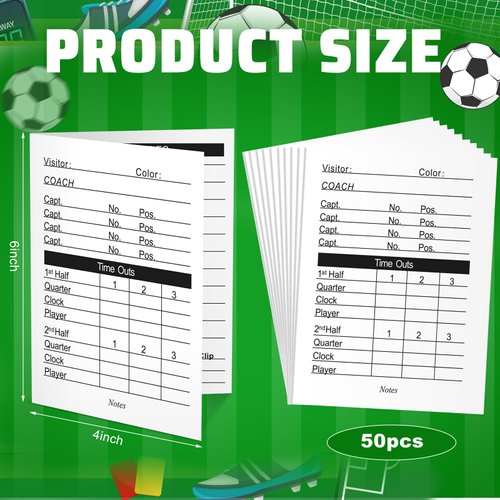 Seenelling 50 Packs Football Referee Cards 4 Sided Football Game Cards Football Officials Accessories Trading Cards for Sports Competition Activities