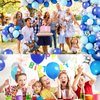 Amandir Navy Blue Balloons Arch Garland Kit, 144Pcs Royal Light Blue Confetti Silver Star Foil Balloons for Blue Boys Birthday Baby Shower Wedding Party Decorations Supplies &4Pcs Tools