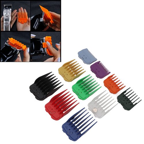 10 PCS Professional Hair Clipper Guards, Professional Razors Oil Head Gradient Push Clipper, Color Coded Clipper Combs Replacement for Clippers Trimmers