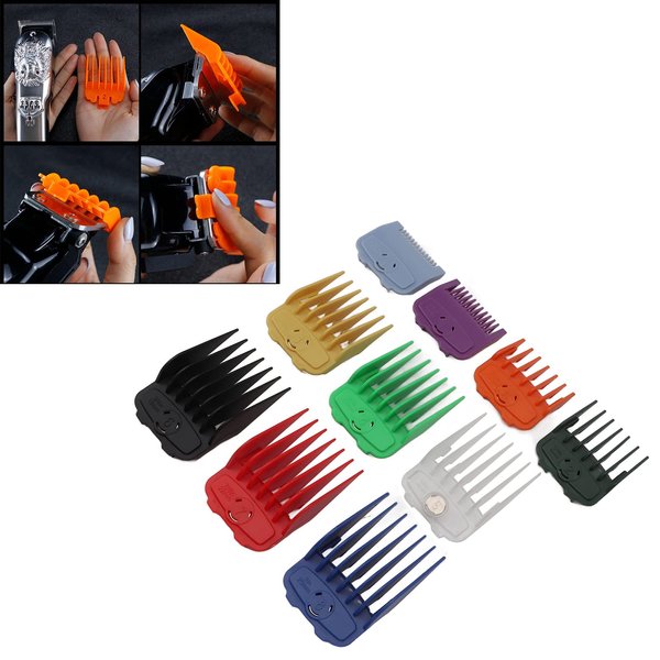 10 PCS Professional Hair Clipper Guards, Professional Razors Oil Head Gradient Push Clipper, Color Coded Clipper Combs Replacement for Clippers Trimmers