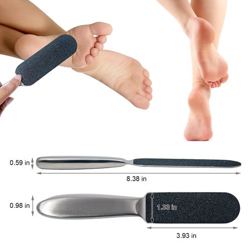1 Pcs Professional Pedicure Foot File and Callus Remover for Hard Skin,Stainless Steel Foot Rasp File with 10 Free Refill Grits Replacement Pads with Two Sides Simple Bath Pedicure Salon Foot Scrubber