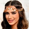 Aukmla Sequin Boho Head Chain Jewelry Gold Headpiece Hair Chains Festival Costume Headband Hair Accessories for Women and Girls