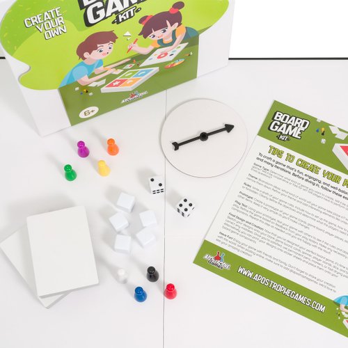 Create Your Own Board Game Set – DIY Kit with Blank Game Board, Game Pieces, Blank Cards, Dice, Spinner – Build Your Own Game for Family Board Games