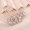 Chargances Bridal Flower Rhinestone French Hair Comb Sparkly Crystal Inlaid Hair Combs with Long Teeth Wedding Hair Accessories for Women