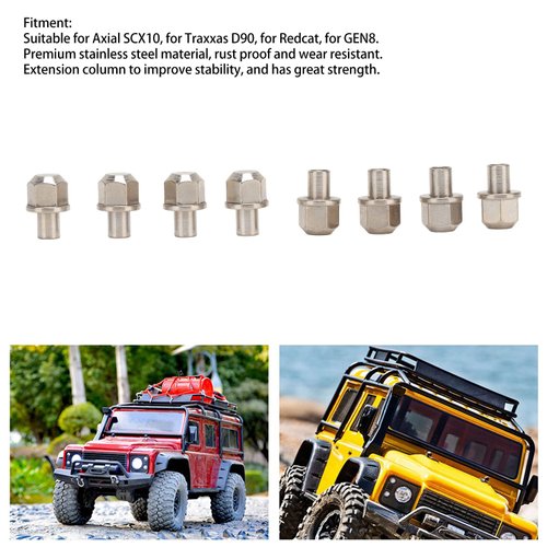 8Pcs Hexagonalagonalagonal Wheel Hub Nut Universal 12mm Drive Adaptor Extension Column Stainless Steel