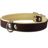 Real Leather Soft Leather Padded Dog Collar (18"-21" Neck; 1" Wide, Brown/Beige)