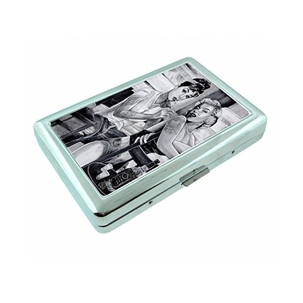 Metal Silver Cigarette Case Vintage Poster D-190 Audrey Hepburn Tattoo Blonde Starlet