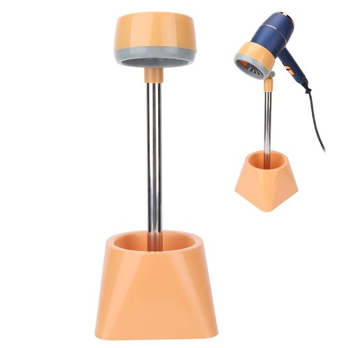 TMISHION Hair Dryer Stand, 90 Degree Rotating, Stainless Steel, Yellow Without Flowers