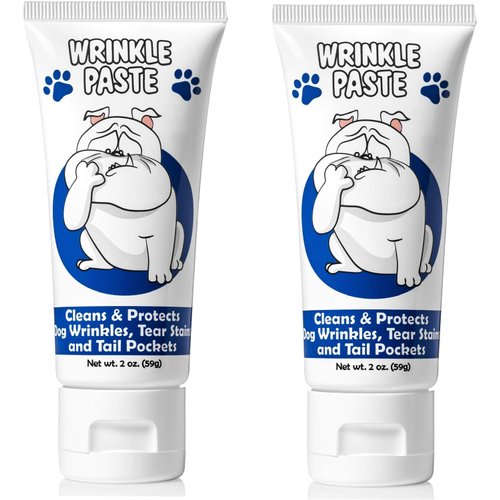 Squishface Wrinkle Paste - 2 Pack - Bulldog, French Bulldog, Pug, English Bulldog – Cleans Wrinkles, Tear Stain, Tail Pockets, and Paws – Anti-Itch Tear Stain Remover & Bulldog Wrinkle Cream, 2 Oz.