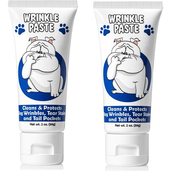 Squishface Wrinkle Paste - 2 Pack - Bulldog, French Bulldog, Pug, English Bulldog – Cleans Wrinkles, Tear Stain, Tail Pockets, and Paws – Anti-Itch Tear Stain Remover & Bulldog Wrinkle Cream, 2 Oz.