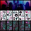Konsait Glow in The Dark Temporary Tattoos for Kids Adults,10 Sheet Neon Music Party Body Face Tattoos Waterproof Fake Tattoos Stickers for Boys Girls Women Birthday Gifts Glow Party Favor Supplies