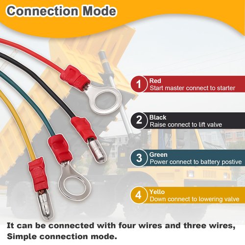 mxuteuk 4 Wire Dump Trailer Remote Control Switch 12V DC for Double Acting Hydraulic Pump Lift Winch Dump Bed G018-4W