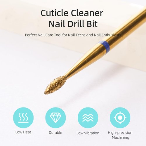 HYTOOS 2mm Short Flame Cuticle Clean Nail Drill Bit, Titanium Series Russian Diamond Nail Bits Professional Safety Under Nail Cleaner for Cuticle Dead Skin, Electric Nails Accessories, Medium